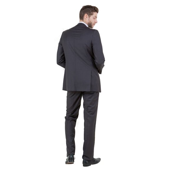 Mens 2-Piece Pick Stitch Suit, Slim-Fit Dark Grey - Picture 2 of 7